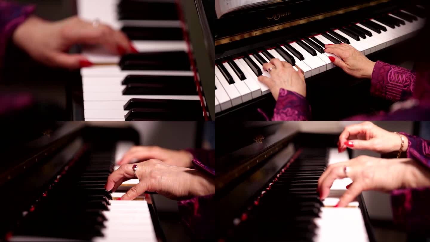 镜头合集钢琴老师弹琴钢琴键乐谱3