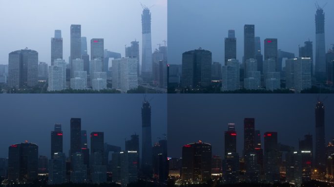北京城市日落光线变换延时摄影