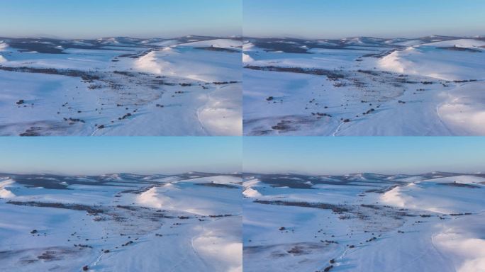 极寒天气大兴安岭丘陵地带雪景