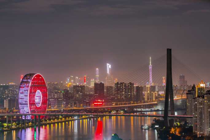 4K广州地标珠江夜景延时