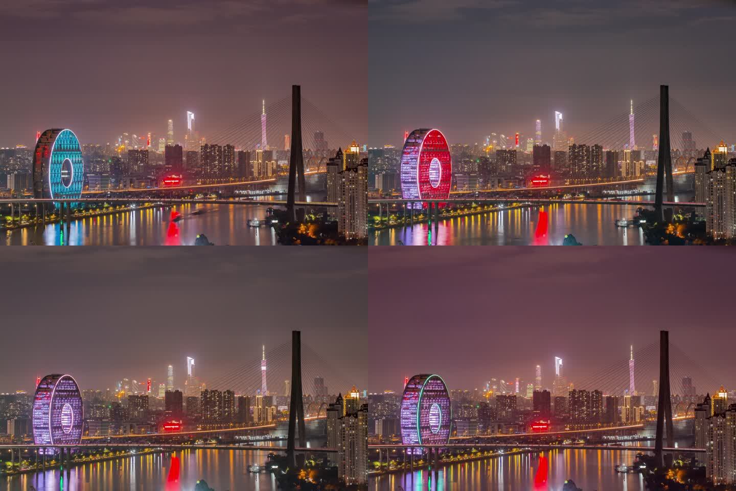 4K广州地标珠江夜景延时