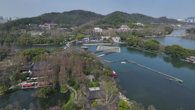 浙江杭州西湖苏堤航拍4K