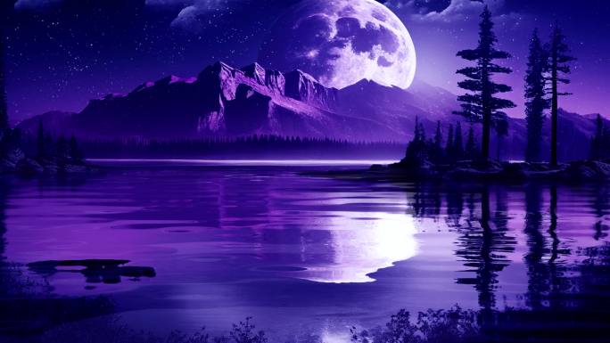圆月月色夜景 海上月亮相思
