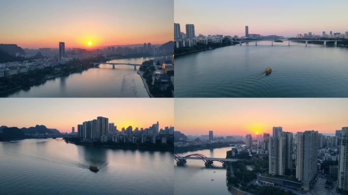 柳州柳江的日落与游船