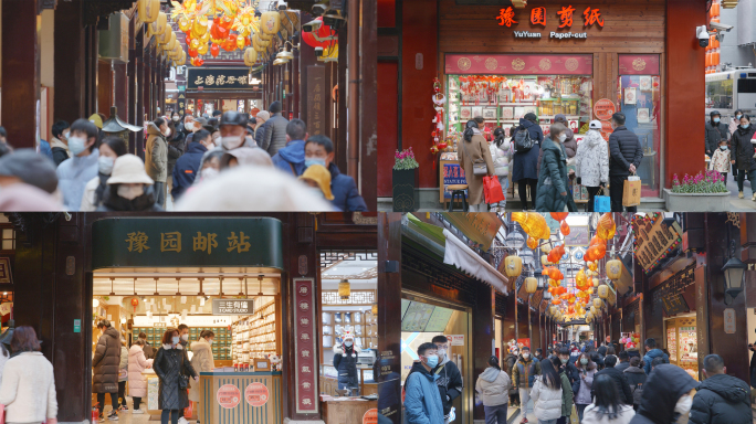 上海豫园老街城隍庙商业街豫园人流人群游客