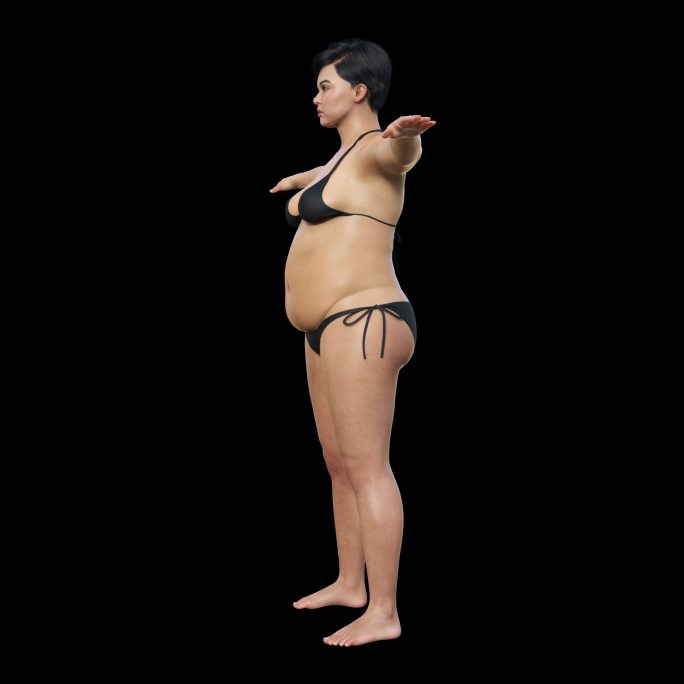 侧面变瘦减肥女性3D人物瘦肚子带通道