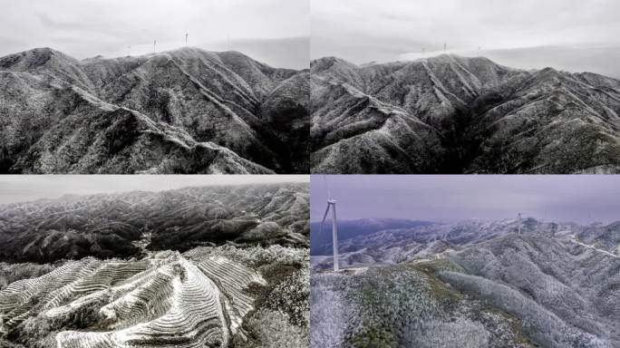 4K延时航拍桂林资源金紫山雾凇雪景