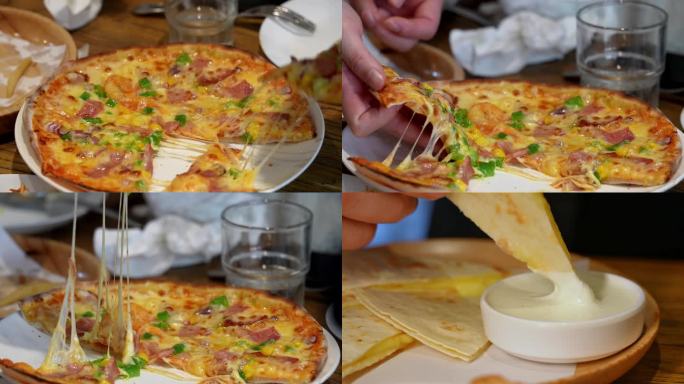 吃披萨吃西餐蘸炼乳
