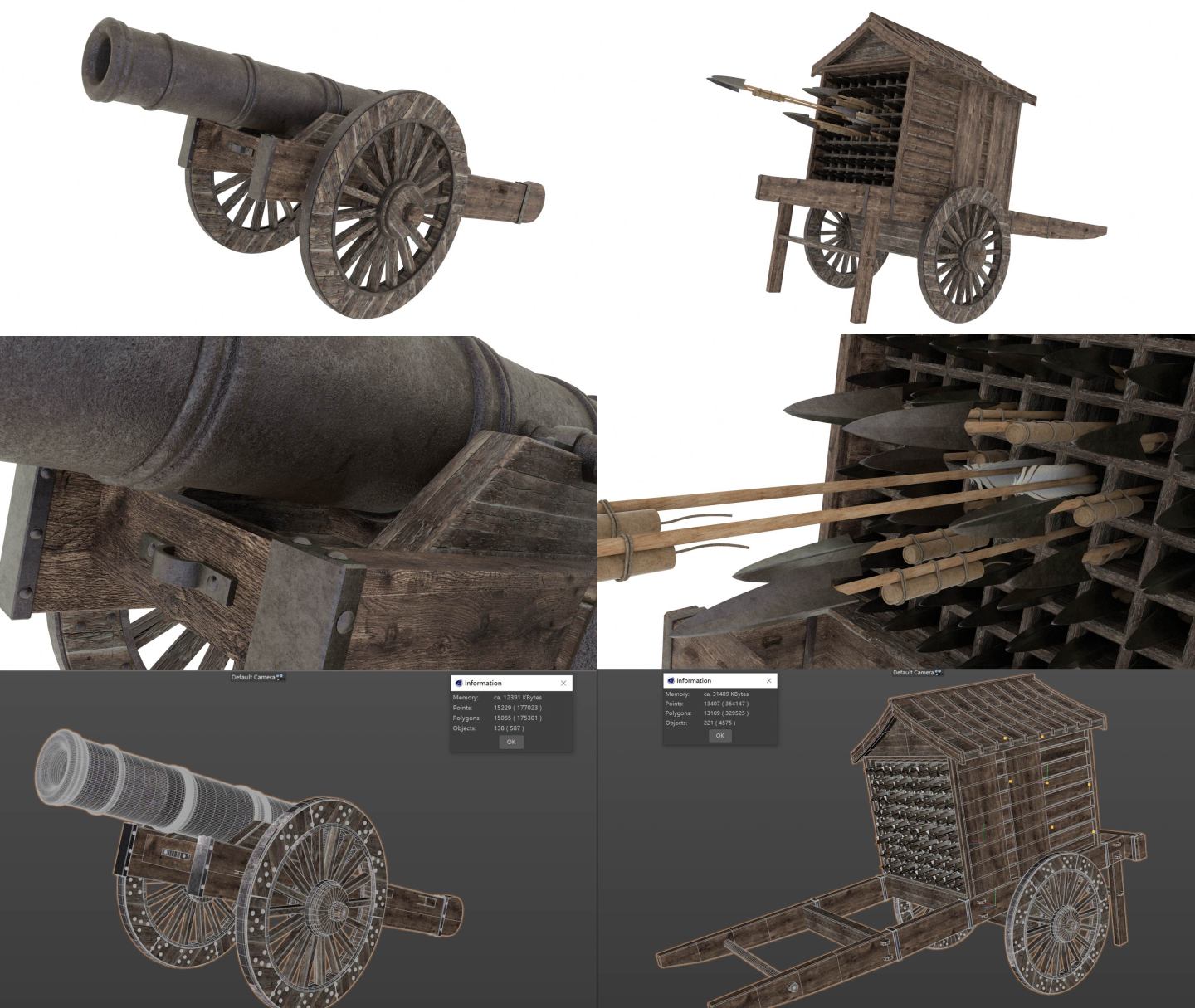 古代火炮和神机箭C4D模型
