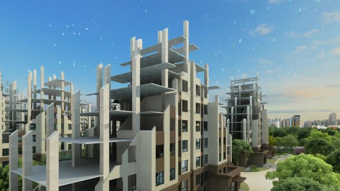 新中式建筑生长动画三维展示