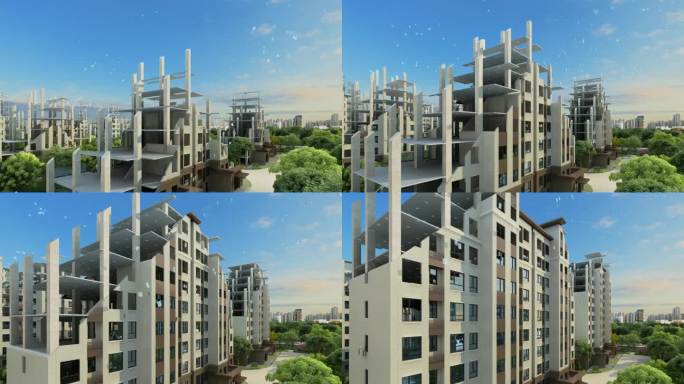 新中式建筑生长动画三维展示