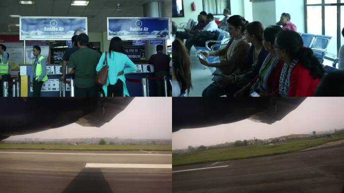 尼泊尔机场旅客候机实拍