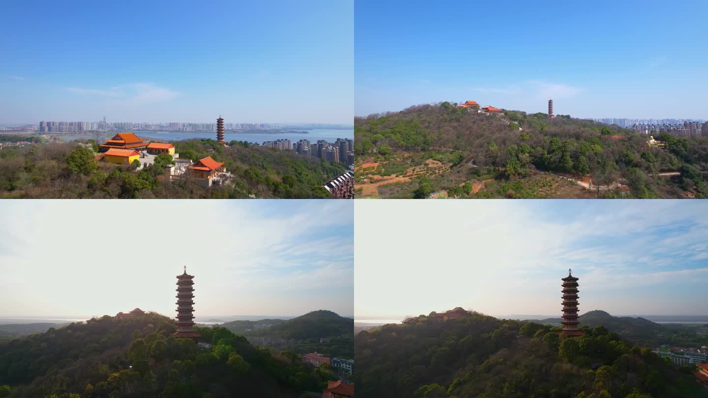 湖南岳阳圣安古寺历史人文航拍4K