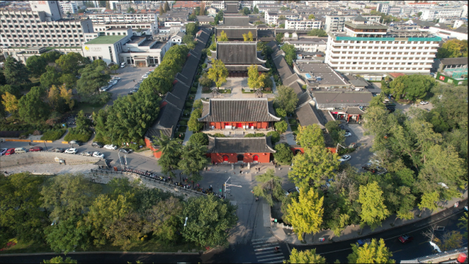 4K扬州地标天宁寺御马头红墙航拍