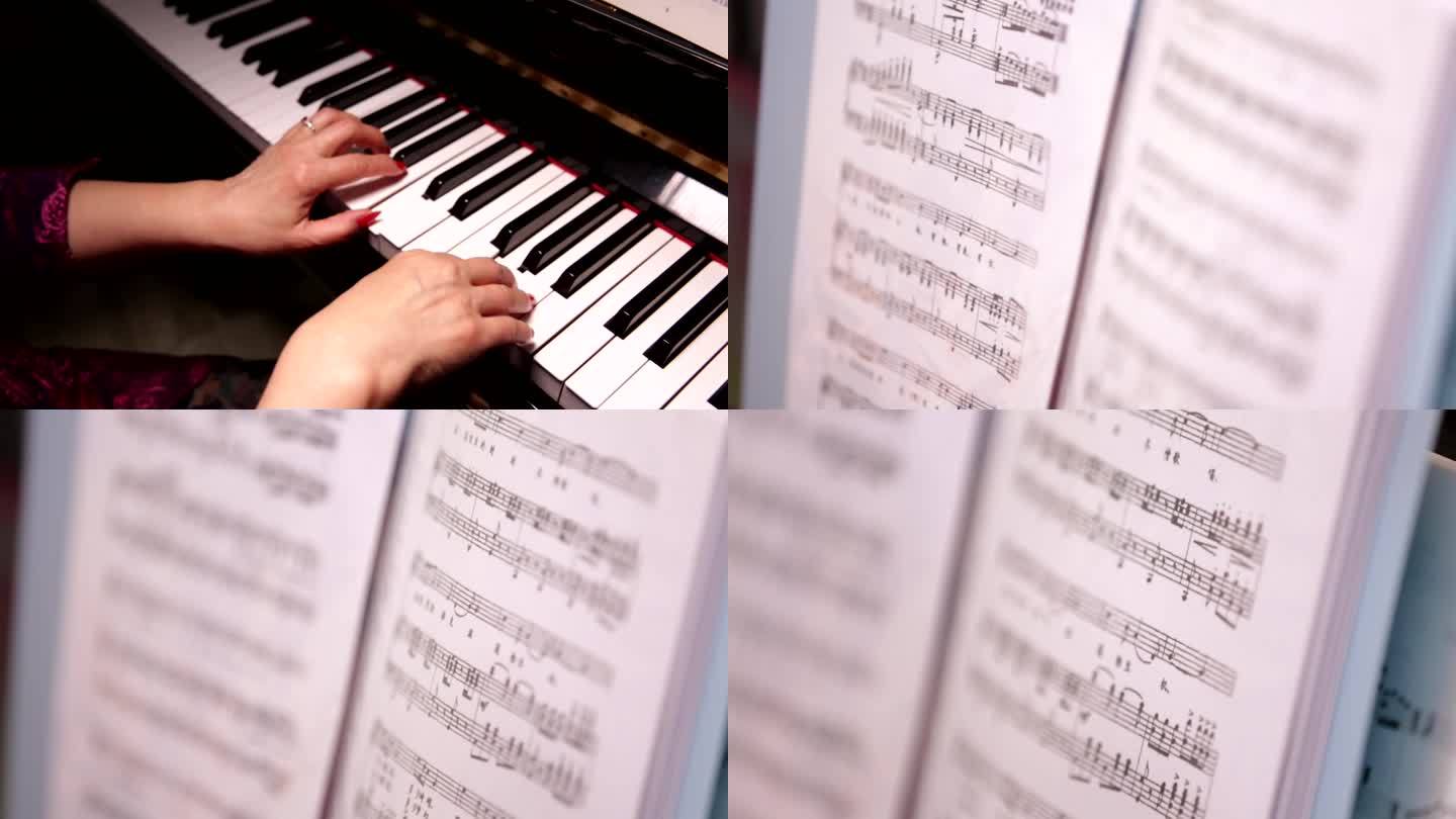 镜头合集钢琴老师弹琴钢琴键乐谱4