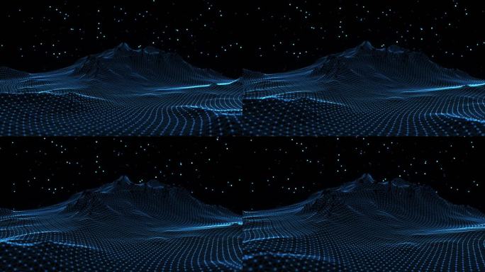 科技概念山峰网格粒子三维动画