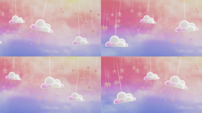 可爱温馨天空白云梦幻粒子唯美背景视频
