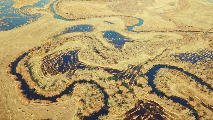 航拍内蒙古草原河流