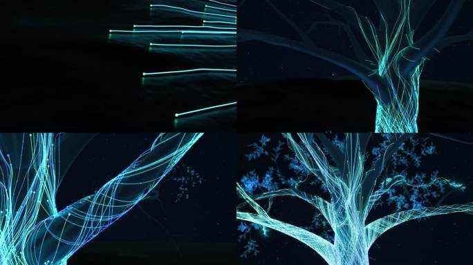 粒子树 科技光线汇聚大树视频素材