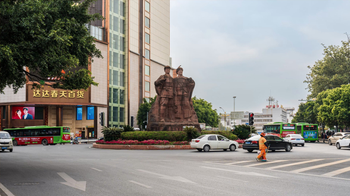 西昌地标-塑像、月城广场延时与航拍4K