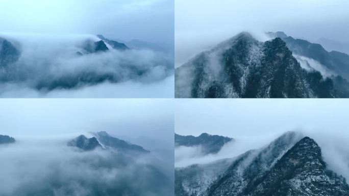 雪山航拍流云大山高山大气山峰