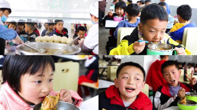 小学生学校食堂吃饭