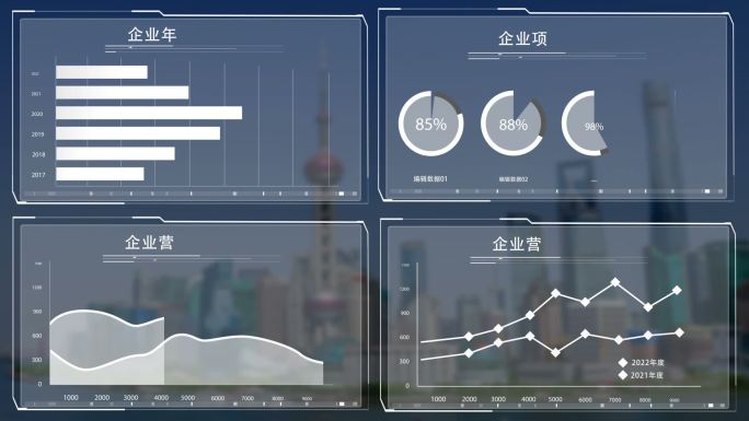 白色科技数据图表HUD