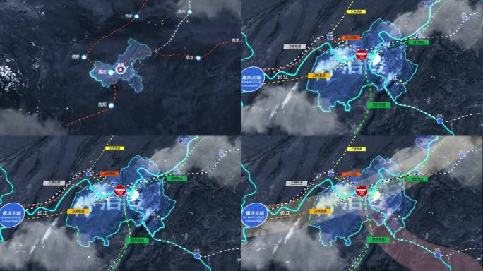 重庆涪陵区位地理交通地图动画