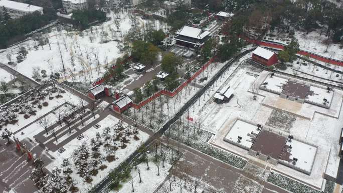 临安钱王陵园雪景航拍