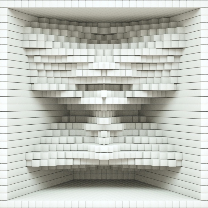 【裸眼3D】白色方形盒子方格空间矩阵艺术