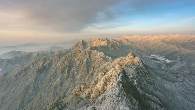 北京箭扣长城冬季雪景日出云海延时