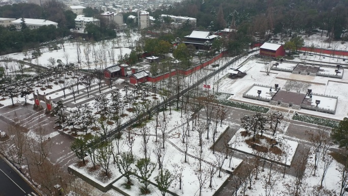 临安钱王陵园雪景航拍