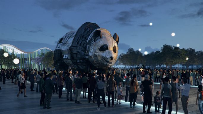 熊猫主题乐园 机械熊猫 熊猫表演