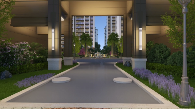 欧式水景园林景观漫游镜头