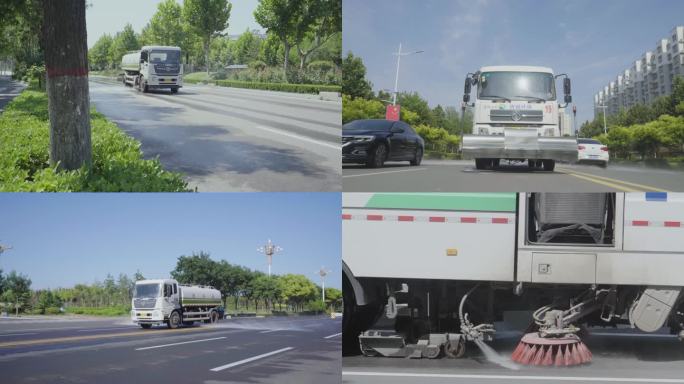 城市清扫车洒水车4K素材