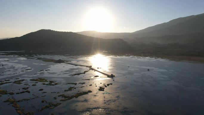 航拍云南腾冲北海湿地