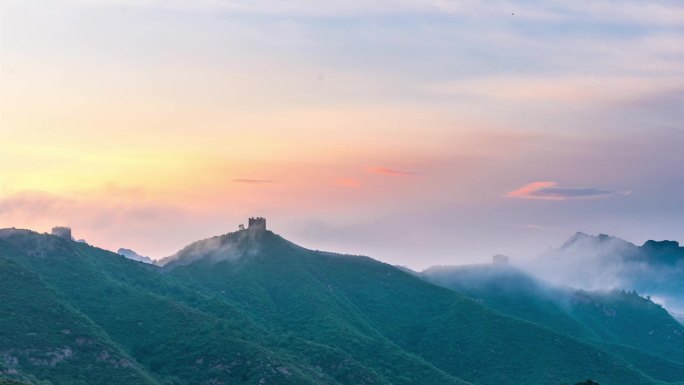 河北金山岭长城日出云海延时