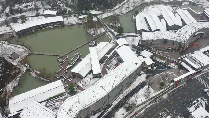 临安博物馆雪景航拍