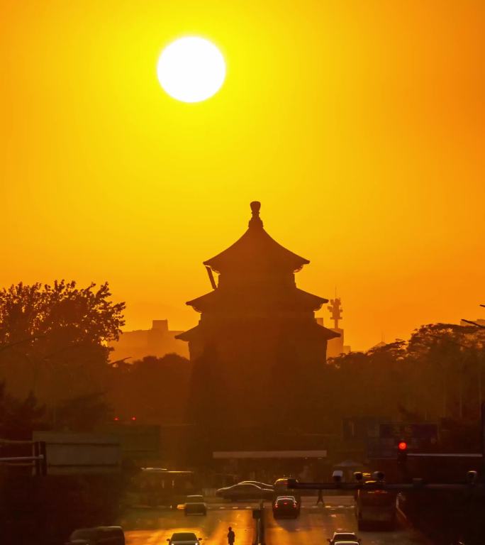 北京地标建筑天坛祈年殿悬日