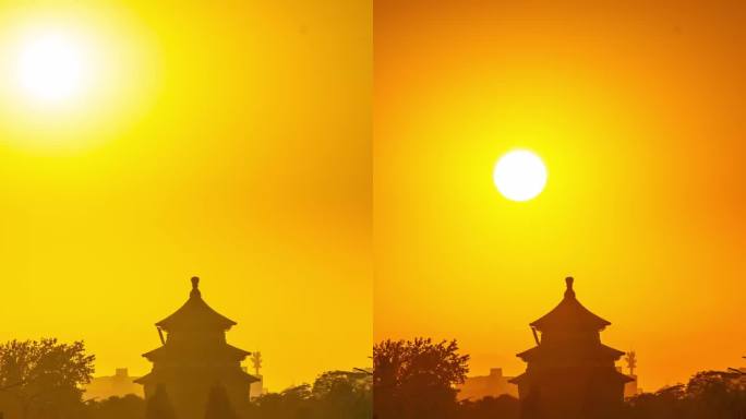 北京地标建筑天坛祈年殿悬日