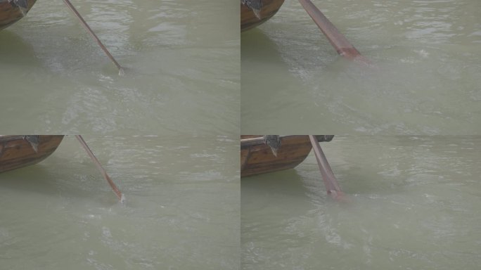 游船水中划桨特写8k原视频Log2素材