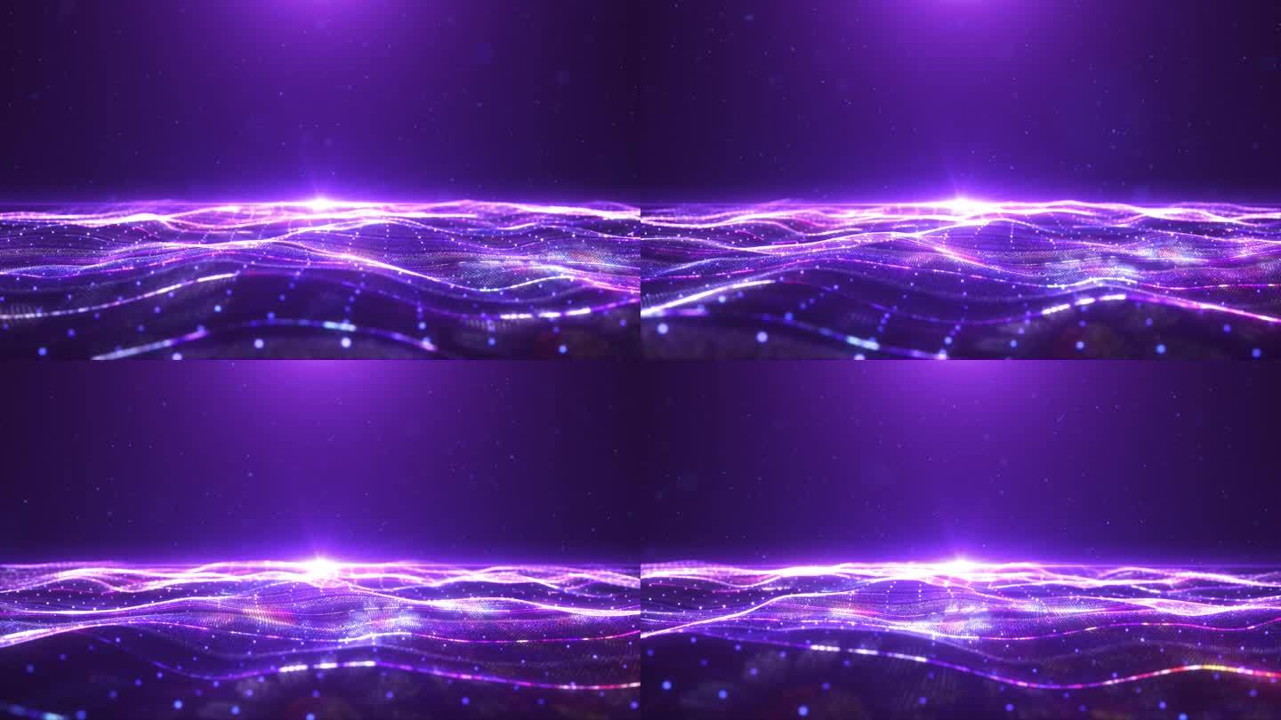 紫色粒子海洋波浪粒子线条流动