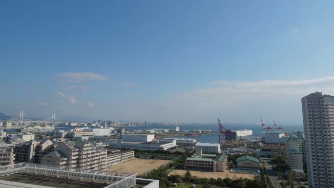 日本神户城市码头海岸延时4k