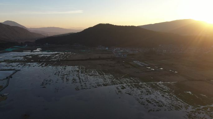 航拍云南腾冲北海湿地