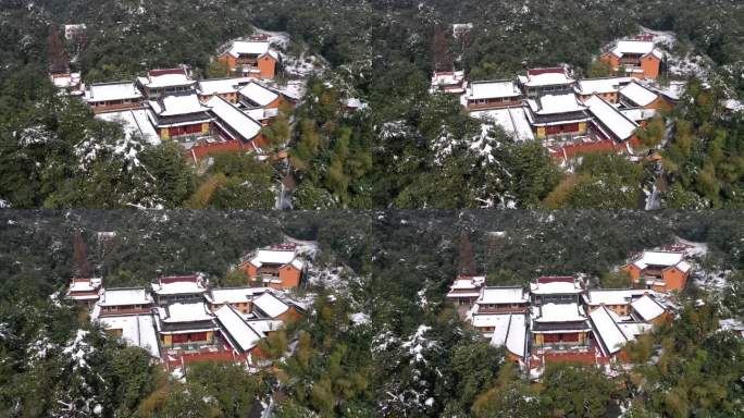 杭州临安玲珑山卧龙寺雪景