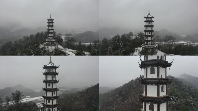 於潜镇凌云塔雪景航拍