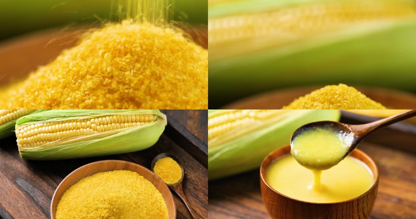 玉米糊天然谷物粗粮东北玉米粥4K素材