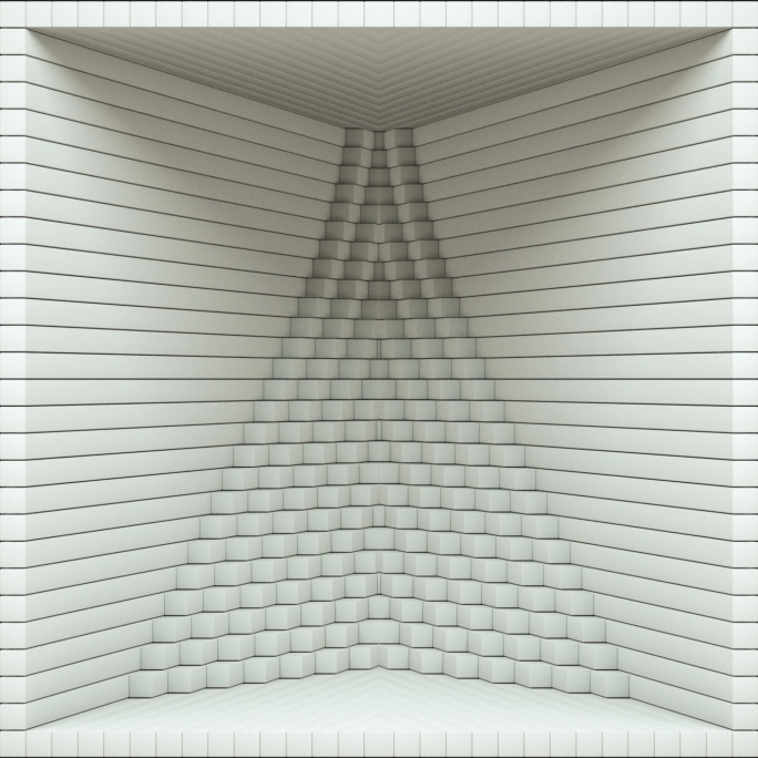 【裸眼3D】白色盒子方格空间矩阵起伏律动