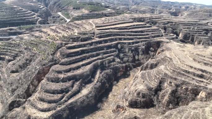 实拍黄土高坡 原始窑洞 红色基地素材