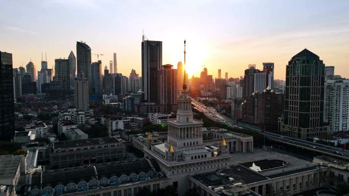 上海展览中心 日出 地标 历史建筑